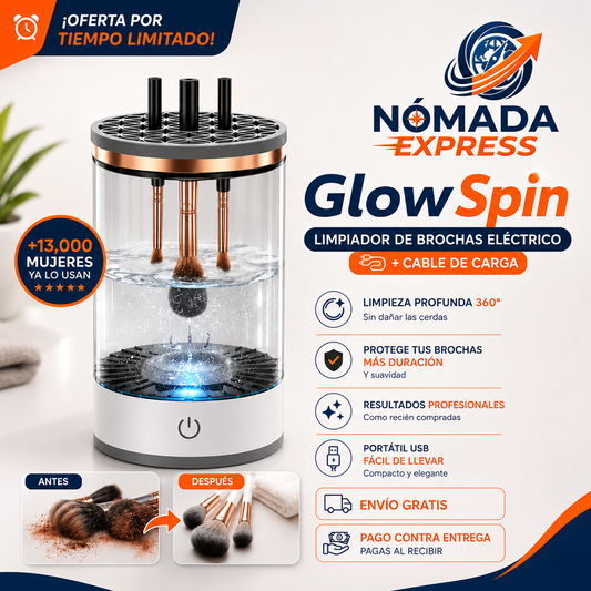 GlowSpin Limpador de Brochas Elétrico + Cable de Carga -ENVÍO GRATIS Y PAGO CONTRA REEMBOLSO